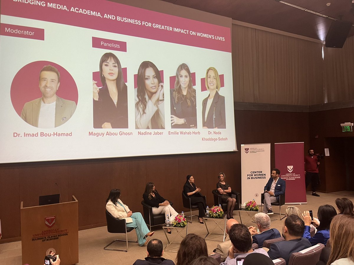 American University of Beirut (@aub_lebanon) on Twitter photo 🌟 Bridging Media, Academia, and Business for Greater Impact on Women's Lives 🌟
Honored to have Dr. Imad Bou-Hamad as our moderator, with insightful contributions from our esteemed panelists:
- Maguy Abou Ghosn
- Nadine Jaber
- Emilie Wahab Harb
- Dr. Nada Khaddage-Soboh 🌟 Bridging Media, Academia, and Business for Greater Impact on Women's Lives 🌟
Honored to have Dr. Imad Bou-Hamad as our moderator, with insightful contributions from our esteemed panelists:
- Maguy Abou Ghosn
- Nadine Jaber
- Emilie Wahab Harb
- Dr. Nada Khaddage-Soboh