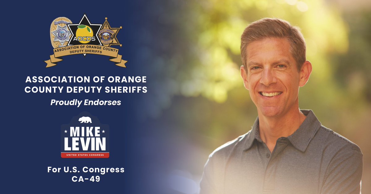 I’m thrilled to have the endorsement of the Association of Orange County Deputy Sheriffs in my race for re-election in #CA49. During this National Police Week and every week, I thank @AOCDS1 and our local law enforcement for all you do to keep our communities safe! #policeweek