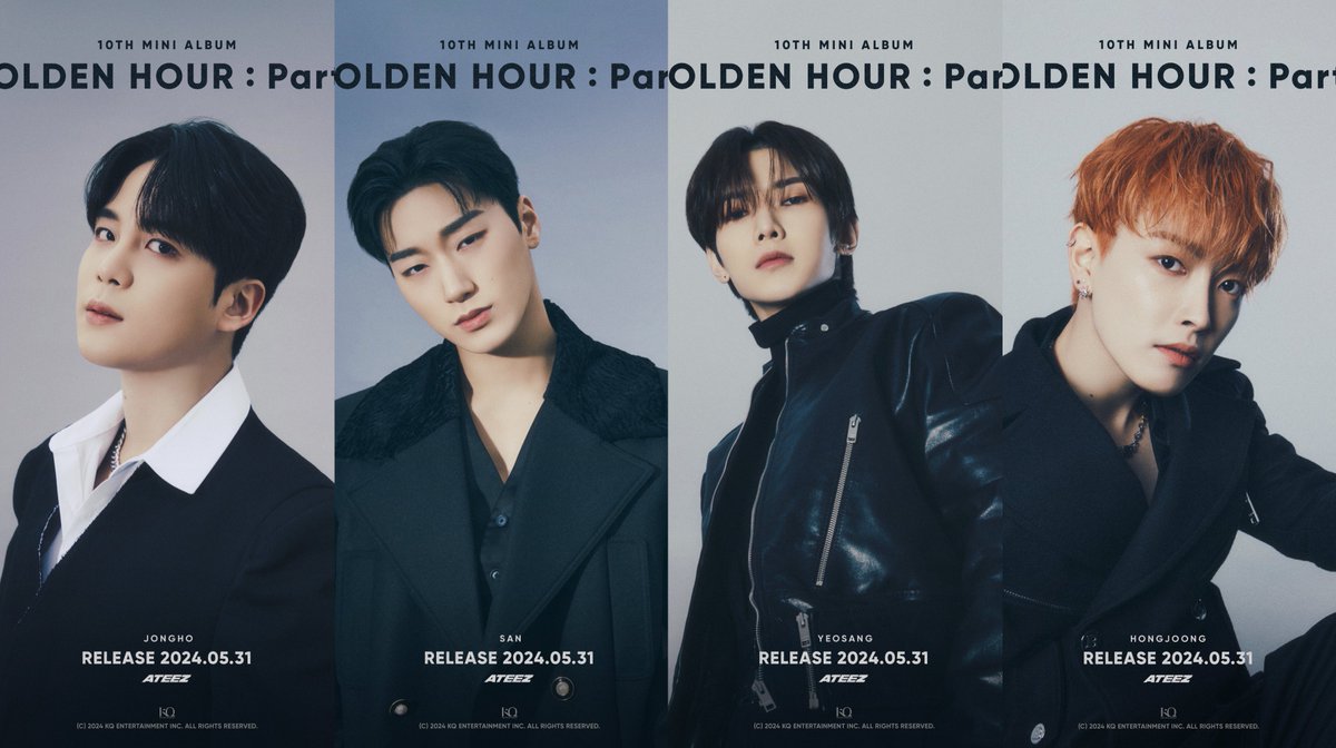 ATEEZ stuns in teaser photos for their upcoming album ‘GOLDEN HOUR: Part.1.’ Out May 31st.
