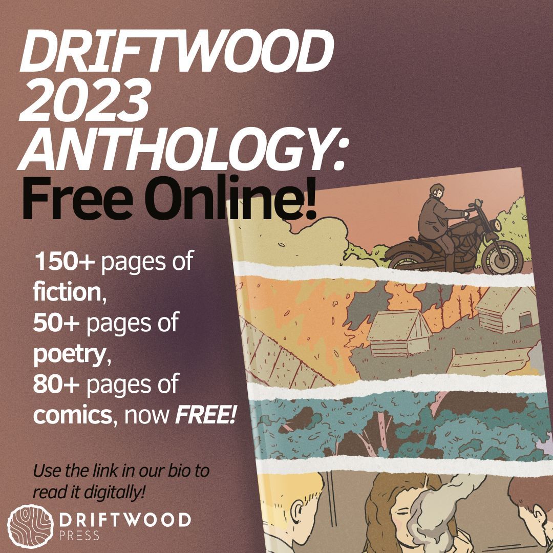 The Driftwood 2023 Anthology is now FREE online! Use the link in our bio to read last year's anthology. #freeanthology #freebook