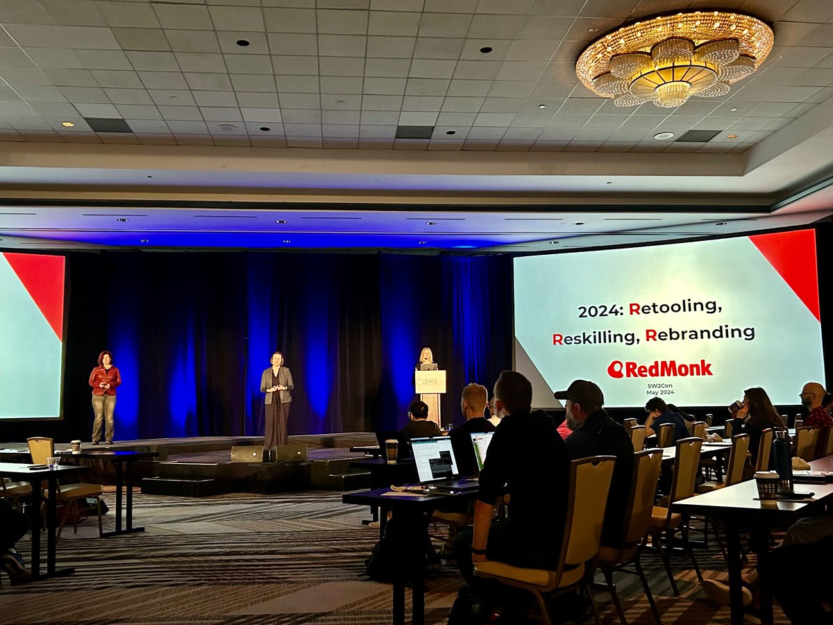 Awesome opening keynote at SW2 from RedMonk’s @drkellyannfitz, @rstephensme and @KateHolterhoff on the 3 Rs: Retooling, Reskilling, Rebranding #sw2con