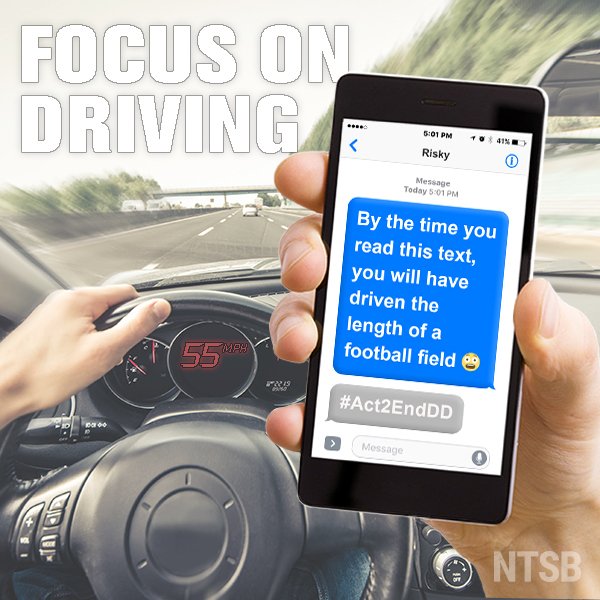 Your decision to check your phone while driving could end someone else’s life. Put your phone down until you’ve reached your destination safely. #JustDrive