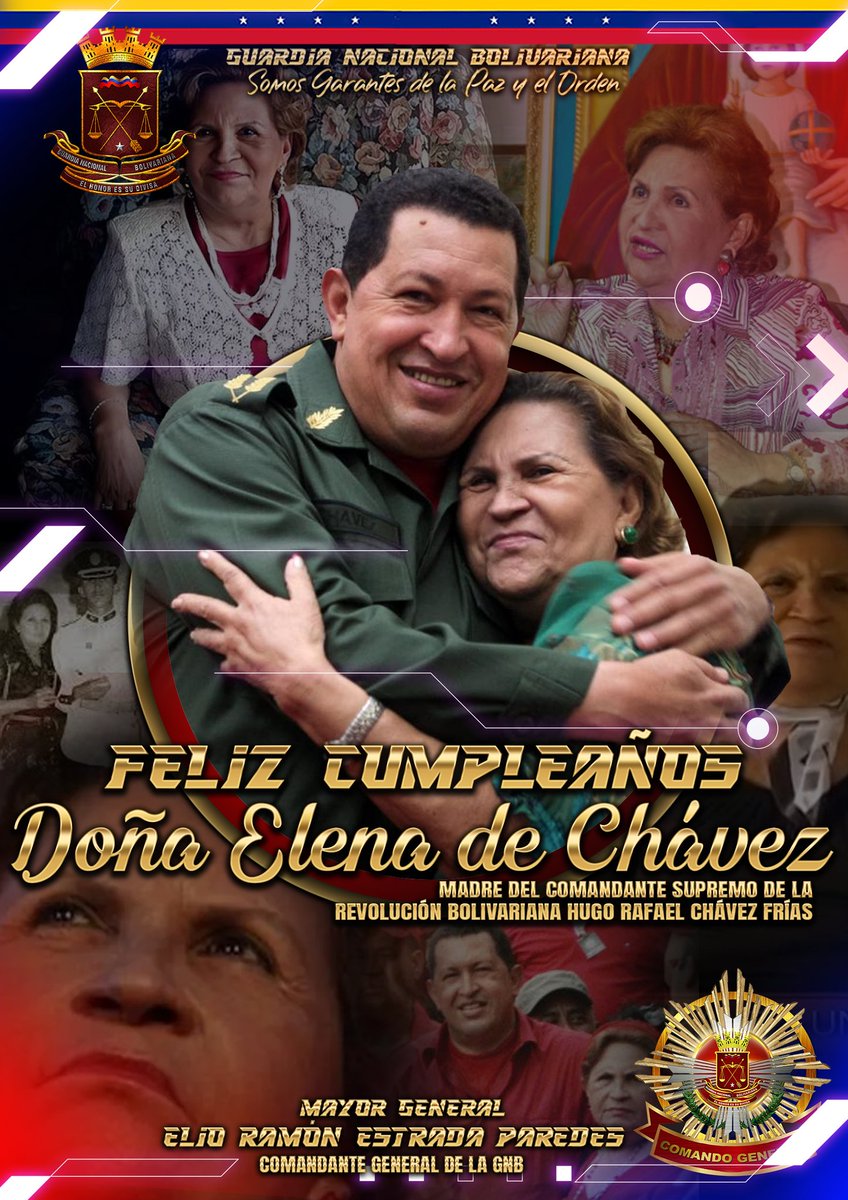 #14May || Expresamos nuestro saludo fraterno de felicitaciones a Doña Elena de Chávez, querida madre de nuestro Comandante eterno de la Revolución Bolivariana Hugo Chávez Frías, quién arriba a un año más de vida ¡Bendiciones y feliz cumpleaños! #VenezuelaVaPaArriba