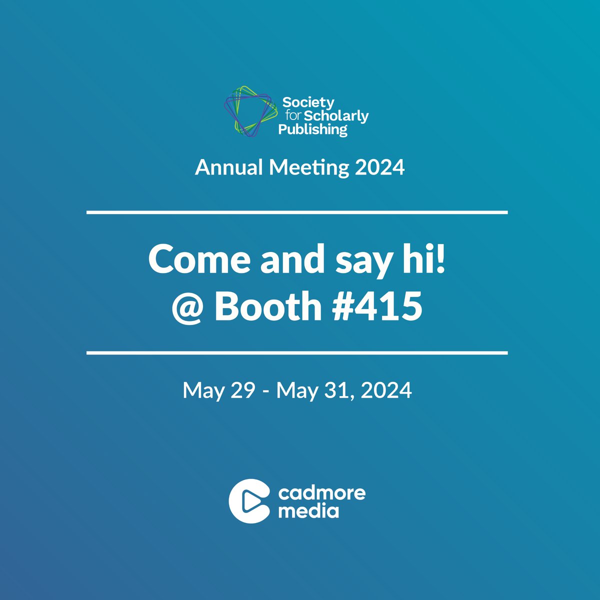 Quick reminder! Join us at SSP 46th Annual Meeting in Boston, MA, May 29–31, 2024! Visit booth #415 to discover our audio/video hosting solutions for enhanced engagement & accessibility. Schedule a meeting: info@cadmore.media

#ScholarlyCommunication #IndustryBreakout