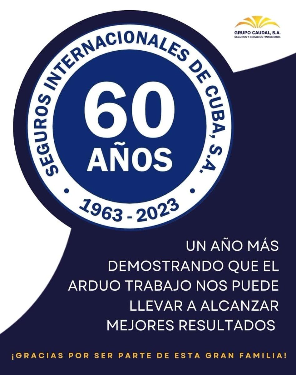 Muchas Felicidades 🥳 al colectivo de trabajadores de @ESICUBA_Seguros en su Aniversario 60. ¡Qué estas seis décadas sean la motivación de nuevas metas!💪¡Todo el reconocimiento de #FinanzasyPrecios a su entrega y compromiso!👏#Cuba