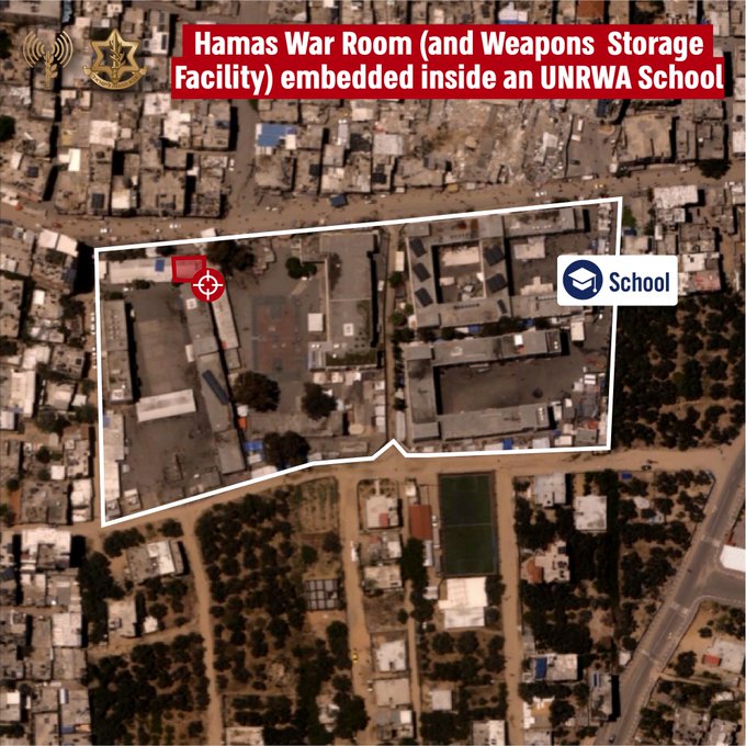 The ISA and the IDF confirmed that Hamas has been operating out of and keeping weapons inside of a UNRWA-run school located near Nuseirat. Schools, Mosques, hospitals, and UN facilities should be kept sacred and separate from warfare, according to international law.