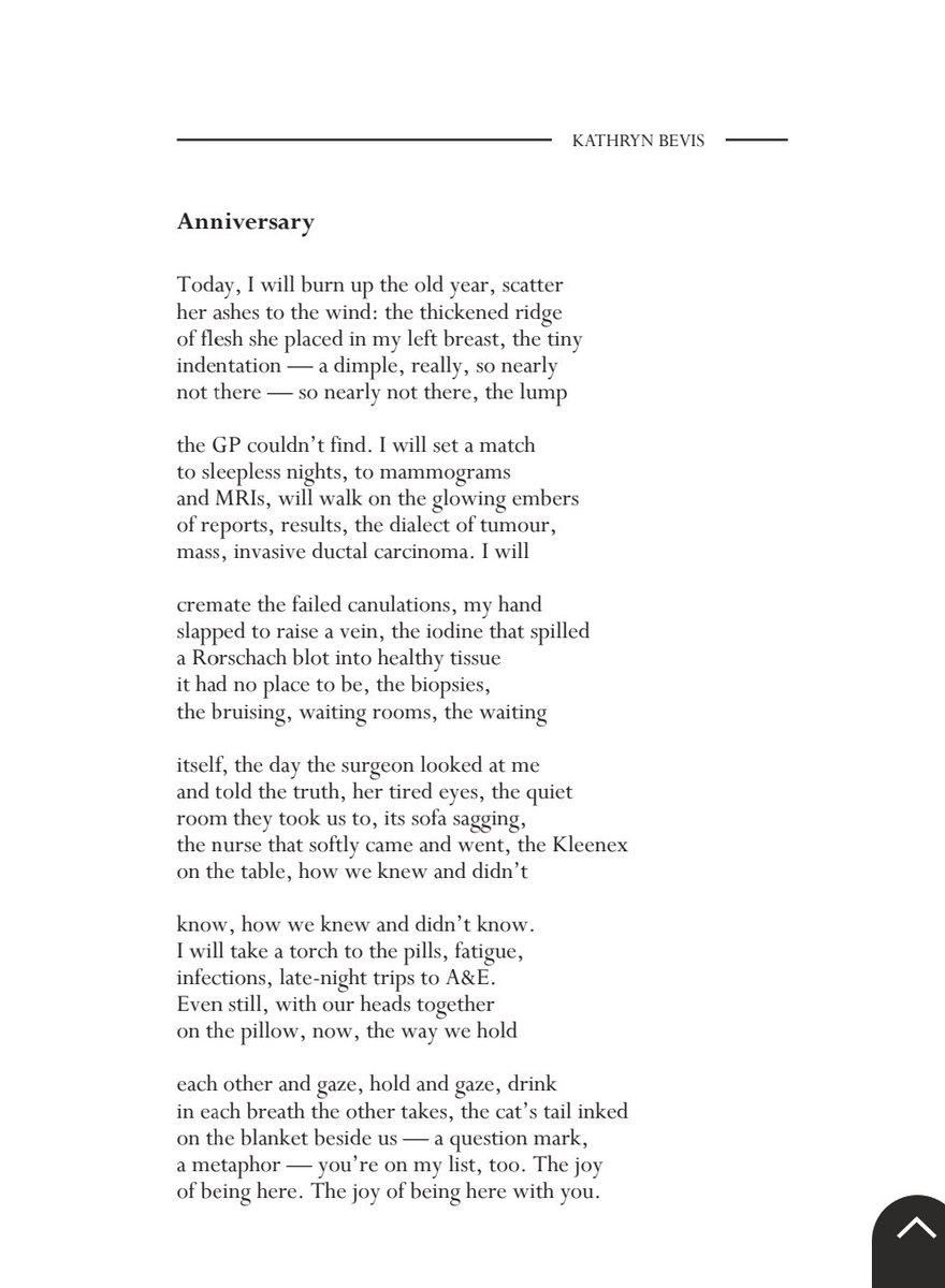 Deeply saddened and thinking fondly of @BevisKathryn who sadly passed away this morning. Such a loss. Her legacy for warmth, kindness and astoundingly good poems, like this beauty, from our most recent issue, lives on. Kathryn, you are so admired and greatly loved by so many.