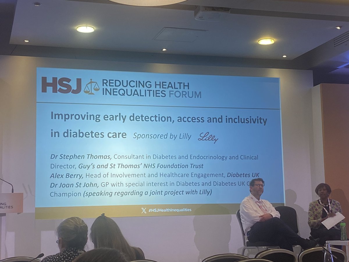 Listening to Dr Joan St John @DiabetesUK & @EliLillyandCo trust & representation vitally important in every aspect of inequity from uptake and participation in clinical trials to prevention, treatment and outcomes. “It’s bigger than this conference” #HSJHealthInequalities
