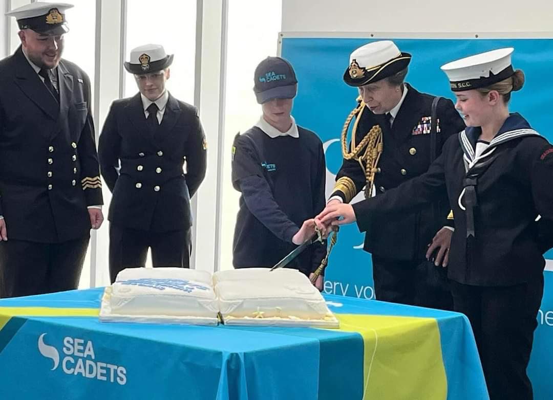✨#PrincessAnne in her capacity as Admiral of the #SeaCadetCorps , the #MaritimeSociety and the #SeaCadets , cut a cake in #Stonehaven and the new headquarters of District on May 13, 2024. Our immense respect and admiration for the tenacity and hard work of this #royalty #HRH