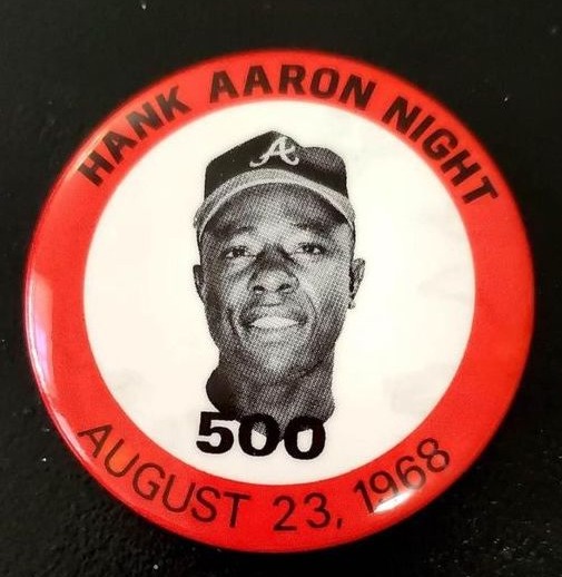 Own a piece of baseball history with our Vintage Hank Aaron 500 Home Run Night Button/Pin. A must-have for every baseball collector! ⚾️ #HankAaron #Baseball #Vintage #Collectibles #GainesvilleThings gainesvillethings.com/product/hank-a…