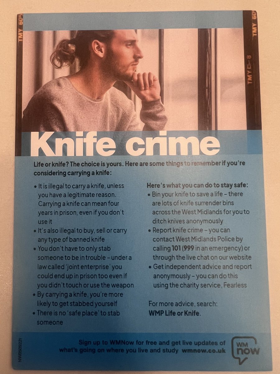 This is #OpSceptre week and in all crime prevention stands from me this week you will find these leaflets and much more on how we can all combat knife crime wherever you may be. @CoventryPolice #lifeorknife