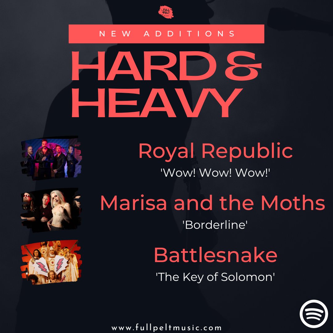 NEW ADDITIONS to our 'Hard & Heavy' Playlist! @RoyalRepublic - 'Wow! Wow! Wow!' @Marisa_Moths - 'Borderline' @BattlesnakeTV - 'The Key of Solomon' Listen + Follow 👇 tinyurl.com/bddencky Magazine 👇 tinyurl.com/ms5u99zz