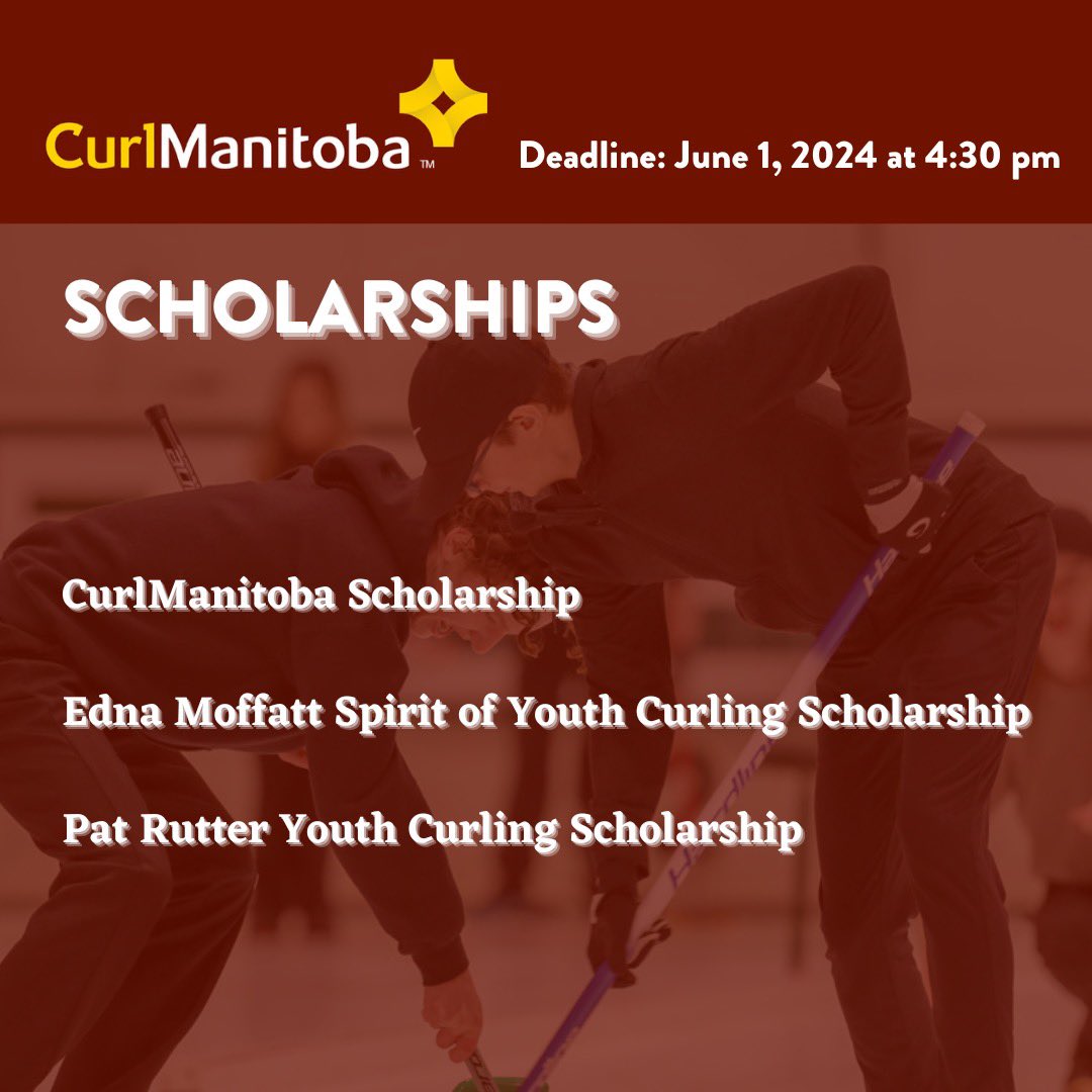 🚨CALLING JUNIOR CURLERS🚨 Apply for our scholarships! 👇🏻📚 ⭐️ CurlManitoba Scholarship ⭐️ Edna Moffatt Spirit of Youth Scholarship ⭐️ Pat Rutter Youth Curling Scholarship Find applications on our website at curlmanitoba.org/scholarships and be sure to apply before June 1 🥳