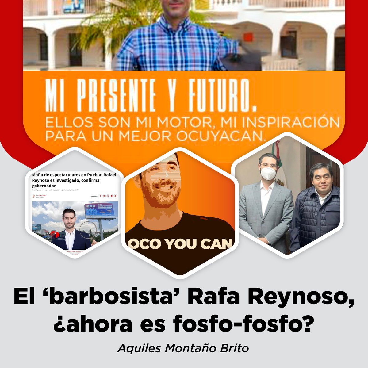 El ‘barbosista’ <a href="/Rafa_ReynosoM/">Rafael Reynoso</a>, ¿ahora es fosfo-fosfo? 🤔
Rafael Reynoso. Es un político poco exitoso, que hace poco tiempo llegó a vivir a Lomas de Angelópolis. Fue priista, aunque él lo niega, y después morenista...

Articulo completo en: onx.la/15d6c