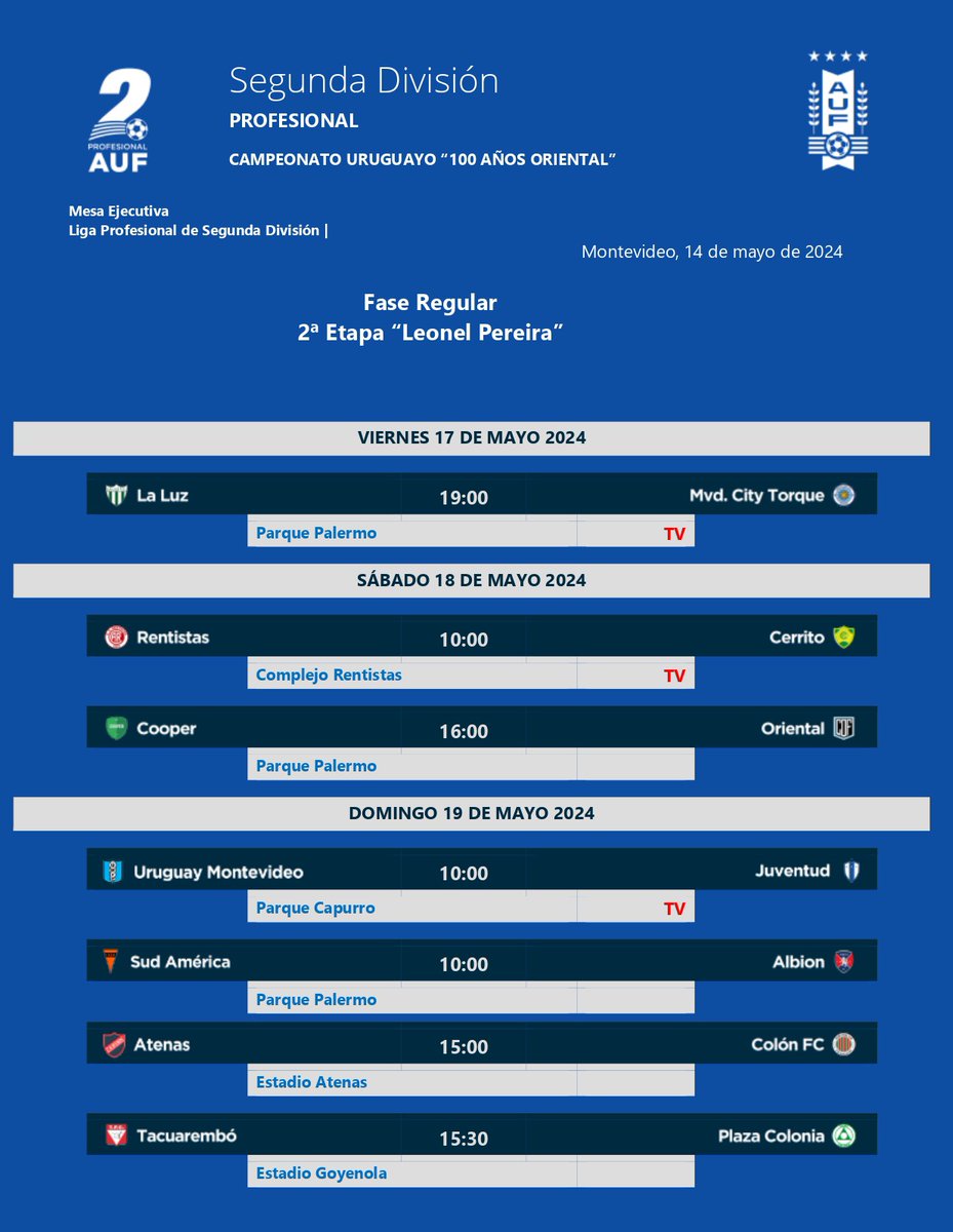 🆕 La Mesa Ejecutiva de @SegundaAUF comunicó la fijación de la segunda fecha correspondiente a la Fase Regular 2024. #CaminoAlAscenso