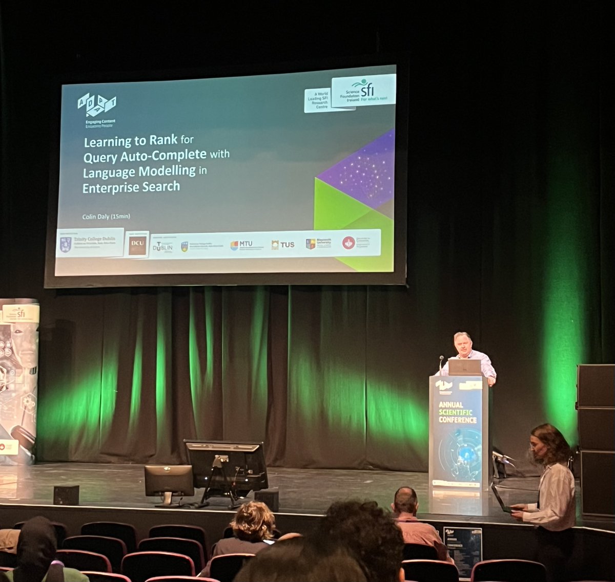 AdaptCentre's tweet image. Colin Daly @tcddublinscss presenting 'Learning to rank for query auto-complete with language modelling for enterprise search' at ADAPT's #AASC2024
#languagemodelling #machinelearning #jargon #QACES