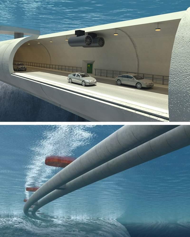 World's First Floating Tunnel project in Norway. With a length of 27 km & a depth of 400 m.