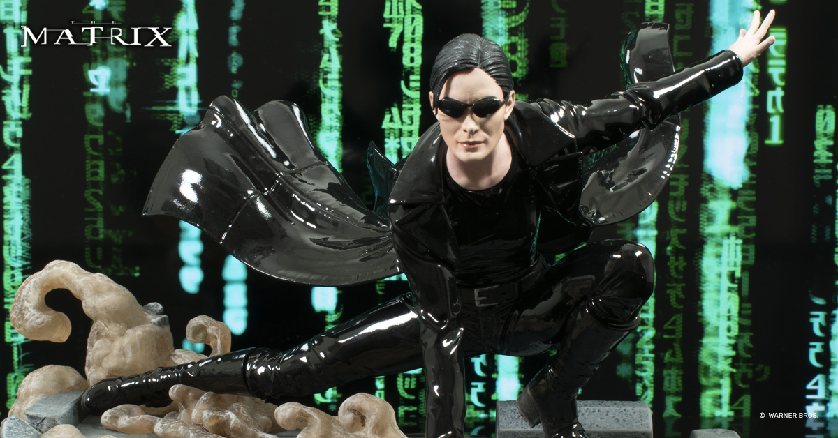 Trinity isn't just a codebreaker; she's a game-changer. Break the code for an awesome Matrix display with the #Trinity Gallery Diorama! bit.ly/TrinityGallery #TheMatrix #DiamondSelectToys #CollectDST #PVCDiorama