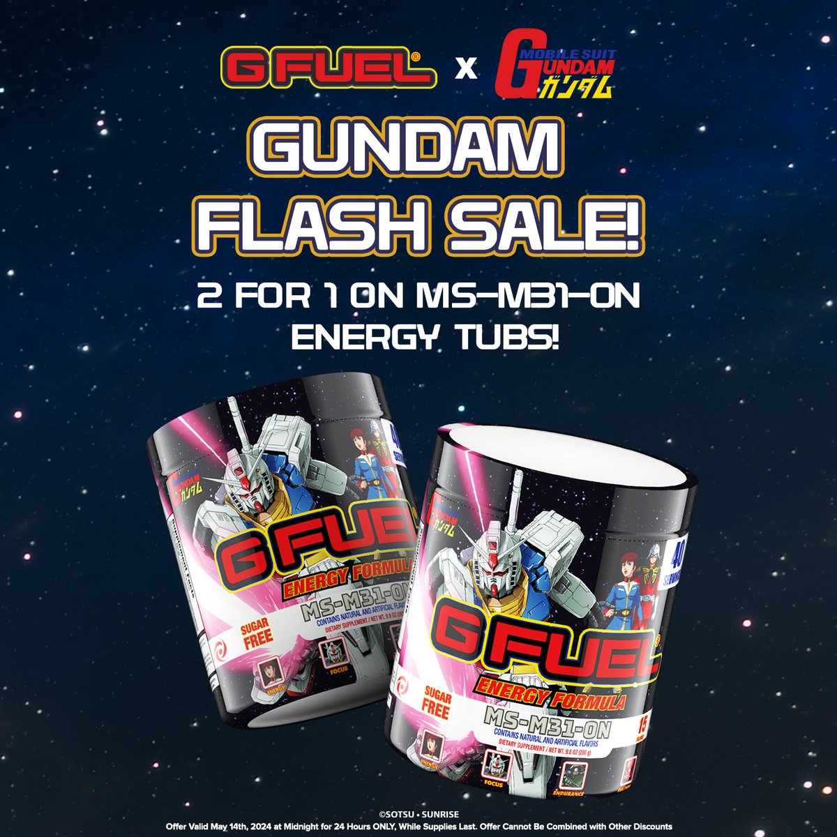 💙 𝗥𝗧 + 𝗙𝗢𝗟𝗟𝗢𝗪 to win a #GUNDAM x #GFUEL “MS-M31-ON” Tub! 🤩 Now 𝗕𝗨𝗬 𝟭, 𝗚𝗘𝗧 𝟭 𝗙𝗥𝗘𝗘 𝗳𝗼𝗿 𝟮𝟰𝗵𝗿𝘀 𝗢𝗡𝗟𝗬 (be sure to add 2 tubs to your cart to get the discount)! 🤖 2 winners picked tomorrow! 🛍️ 𝗚𝗘𝗧 𝗬𝗢𝗨𝗥𝗦: GFUEL.com/products/gunda…