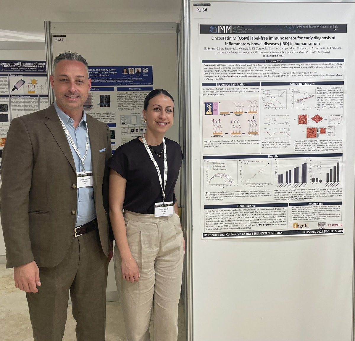 M2DCLab's tweet image. 📊 The M2DCL group attended the 8th International Conference on Bio-Sensing Technology in Seville with our work on "Oncostatin M (OSM) label-free immunosensor for early diagnosis of inflammatory bowel disease (IBD) in human serum".
#BITE2024conf #Biosensor @ElsevierConnect