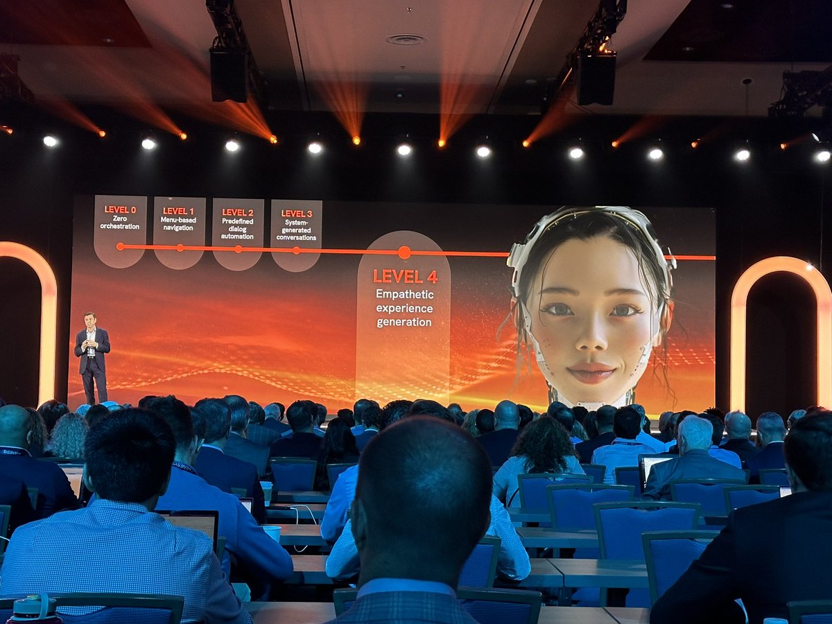 Introducing the future of #CX. 5 year vision at Genesys #Xperience24 includes new empathetic generation of AI in any language and a push towards universal orchestration.