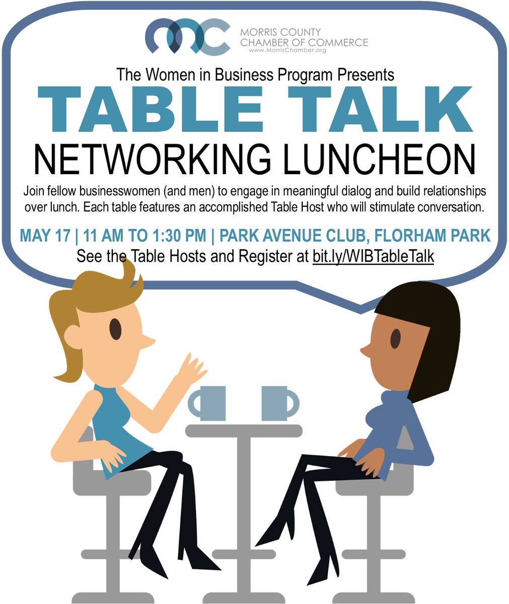 Join @morrischambernj for a special #networking event bringing business professionals together! 🤝

NJSBDC's State Director & CEO, @KellyNJSBDC, will be an accomplished table host at the #WomeninBusiness Table Talk #Luncheon on Friday, May 17th.

➡️ web.morrischamber.org/events/Women-i…