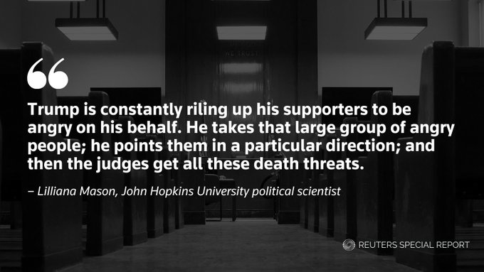 Joe Tanfani (@jtanfani) on Twitter photo After Trump blasts his trial judges, his supporters follow up with calls to execute or torture them. Latest w/<a href="/byPeterEisler/">Peter Eisler</a> <a href="/nedmparker1/">Ned Parker</a> After Trump blasts his trial judges, his supporters follow up with calls to execute or torture them. Latest w/<a href="/byPeterEisler/">Peter Eisler</a> <a href="/nedmparker1/">Ned Parker</a>