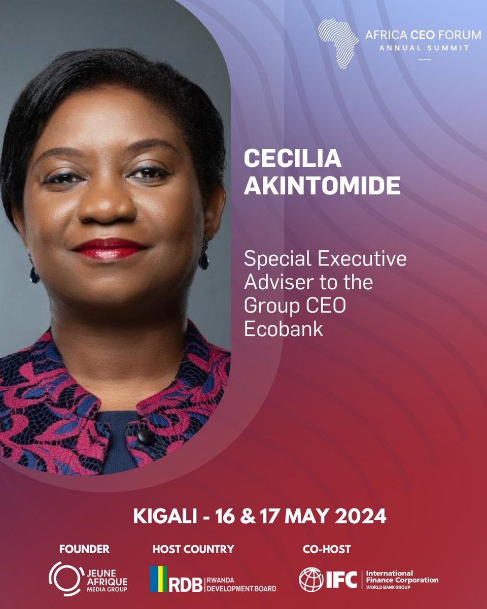 Countdown alert! The Africa CEO Forum 2024 is just around the corner. Meet Ecobank’s speakers as they discuss topics that will shape the future of our continent. Topics include how to position Africa at the global table, gender financing and the importance of launching a