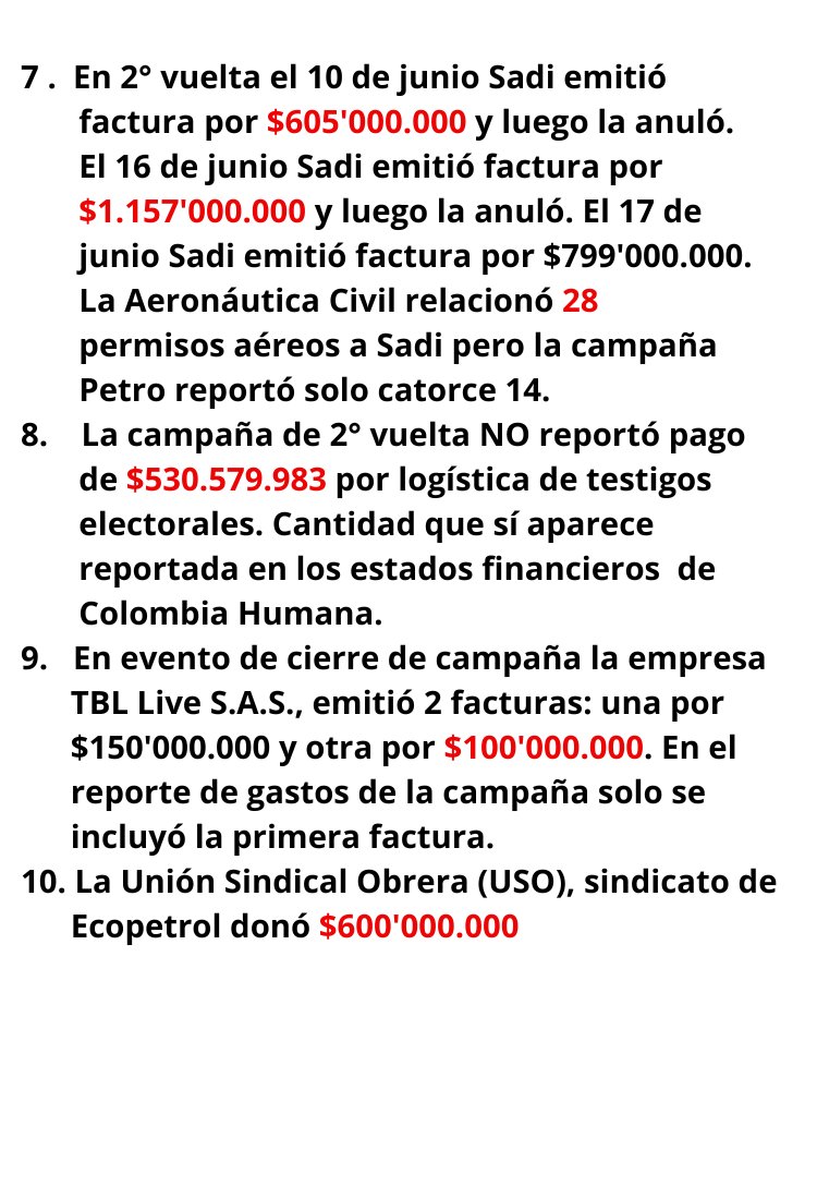 @adricolombian Aquí un resumen de algunos de los gastos NO reportados por campaña presidencial de Gustavo Petro que muestran que sobrepasó con creces los topes electorales y debe irse por indignidad.