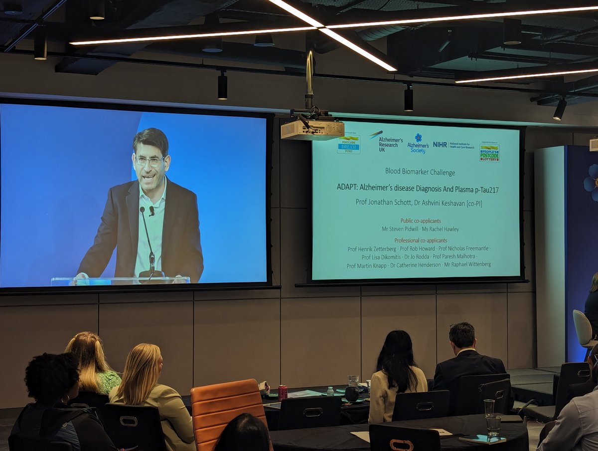 RichJamesOakley's tweet photo. The final session at the Alzheimer's Society conference and we are hearing from @jmschott about the blood based biomarker challenge he is leading. https://t.co/b1rjqh2nt7