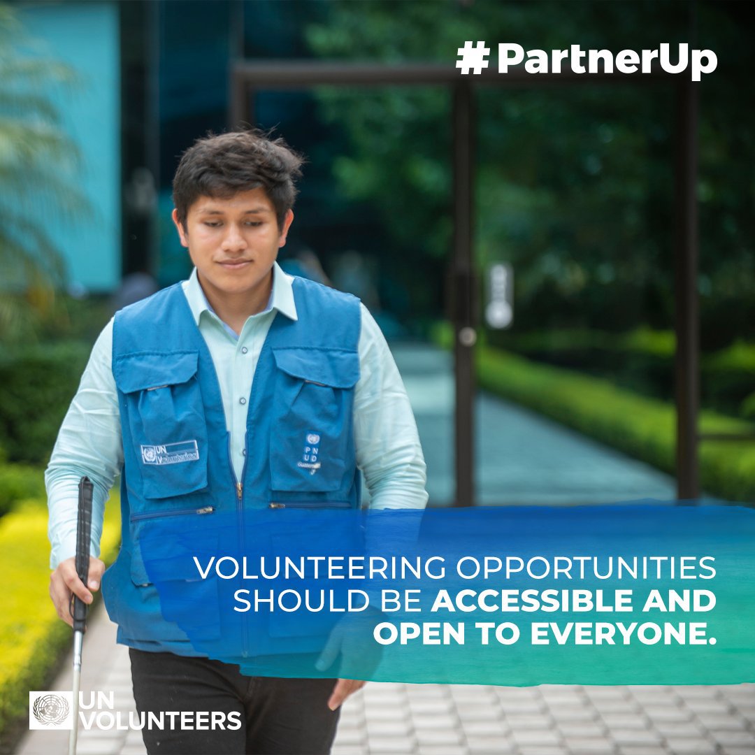 Leaving no one behind is our collective responsibility 👏 Volunteering allows anyone, whatever their abilities or skills, to participate in development efforts and have a say in decisions that affect them. #PartnerUp