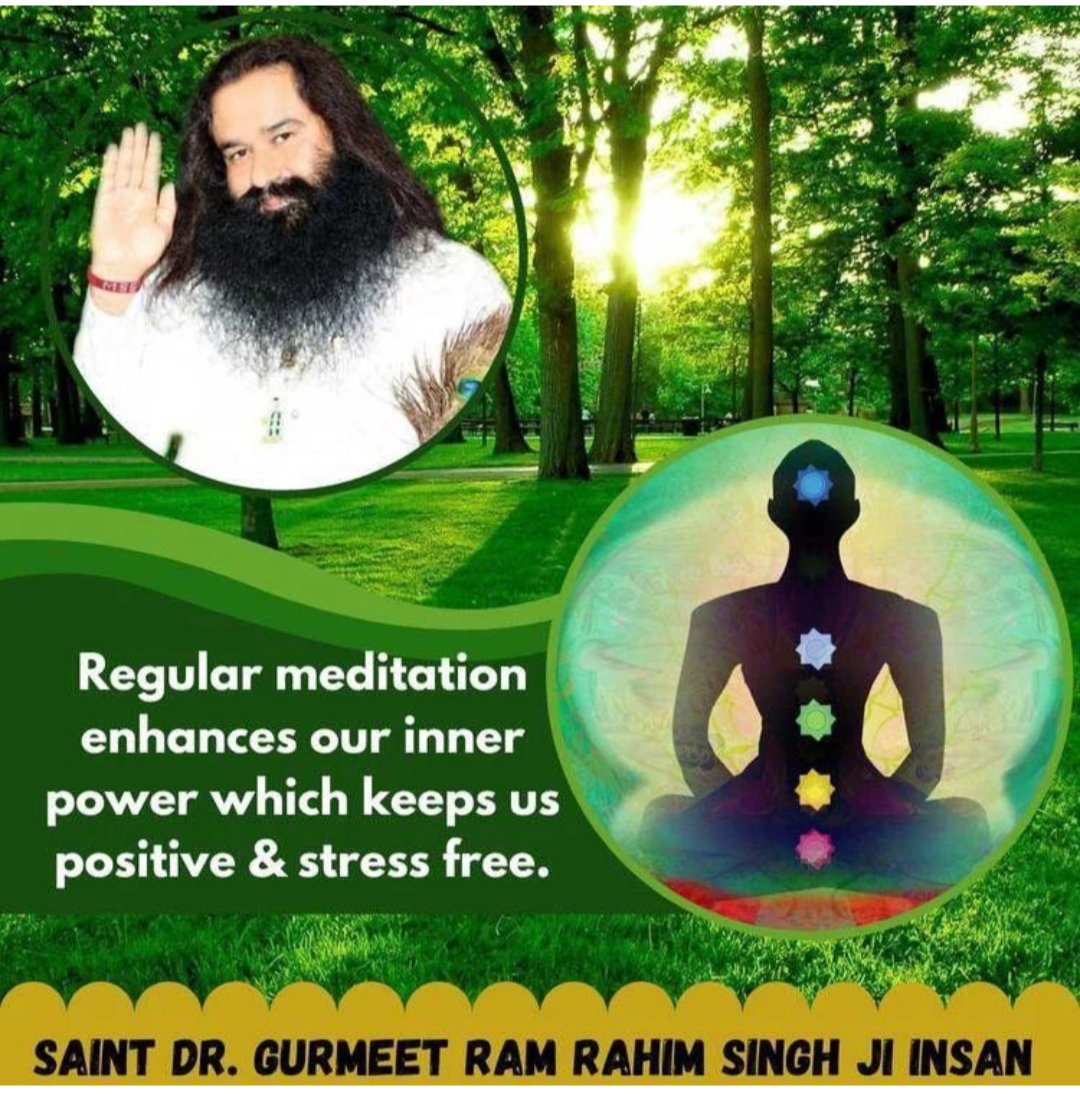 Saint Dr Gurmeet Ram Rahim Singh Ji Insan द्वारा बताए गए ध्यान के निरंतर अभ्यास से लाखों लोग तनाव प्रबंधन की अपनी क्षमता बढ़ाने में सक्षम हैं और चिंता मुक्त जीवन का लाभ उठा रहे हैं।
#StressManagementTips 
#StressFreeLife #Stressfree 
#GiveUpWorries #Tensionfree
@Gurmeetramrahim