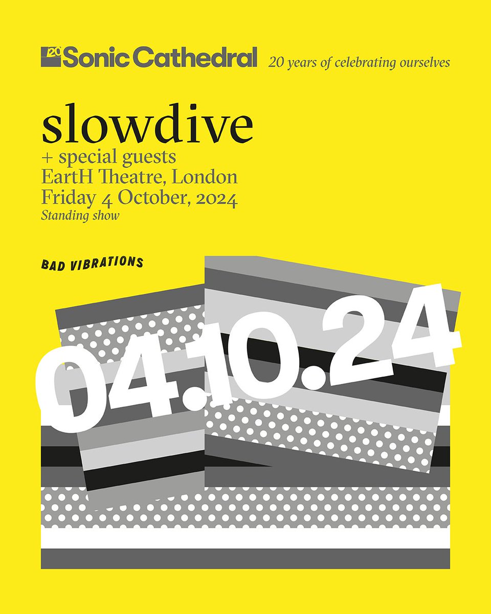 ⚡BREAKING: Don't miss out @SlowdiveBand in London on October 4th! The band will be headlining the 20th Anniversary celebrations of @soniccathedral with a show at the iconic EartH theatre. Mark your calendars now! #Slowdive 🎶🎉 Tickets dice.fm/partner/promot…