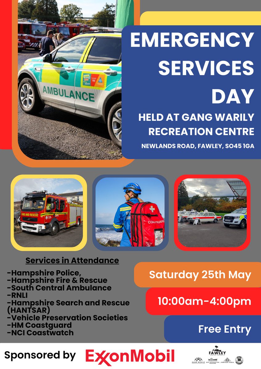 🌞 The on-call team from @Hardley58 will be attending the Emergency Services Day in Fawley next Saturday! You won’t want to miss out on all the demonstrations, vehicles and fun activities - it should be a great day for the whole family! Find out more 👉 bit.ly/ESDay2024