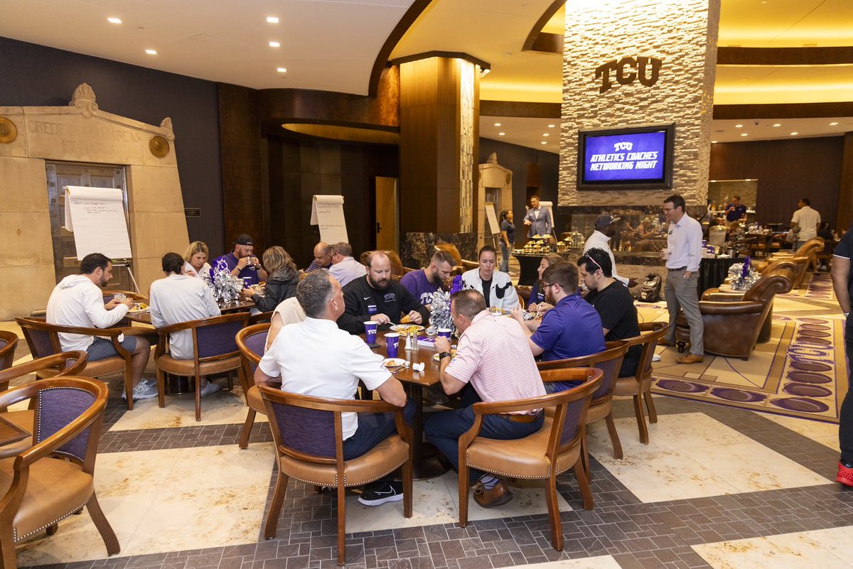 Our first @TCU_Athletics Coaches Networking Night is in the books. Fun to see our coaches and staff sharing insights, best practices and ideas…and connecting with new team members. Will do it again next year! 🐸 🤝 #GoFrogs #TCU