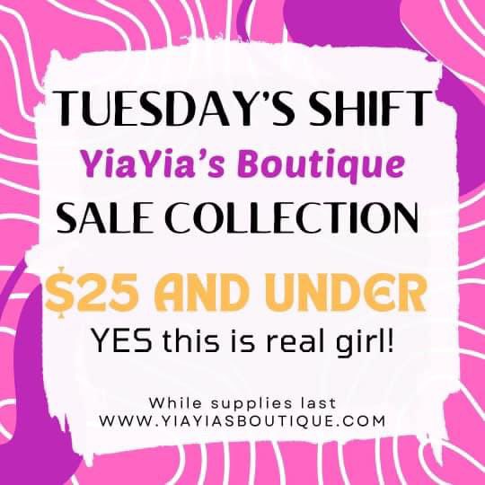 🔥TUESDAYS SHIFT🔥
We have been in a season of shifting so you never know how God will speak in the shift. 
(Run and enjoy this SHIFT SALE) today only! 
.
👉🏽CLICK LINK yiayiasboutique.com 
#yiayiasboutique #yiayiasdesigns #womensfashion #onlineboutique please #retweet