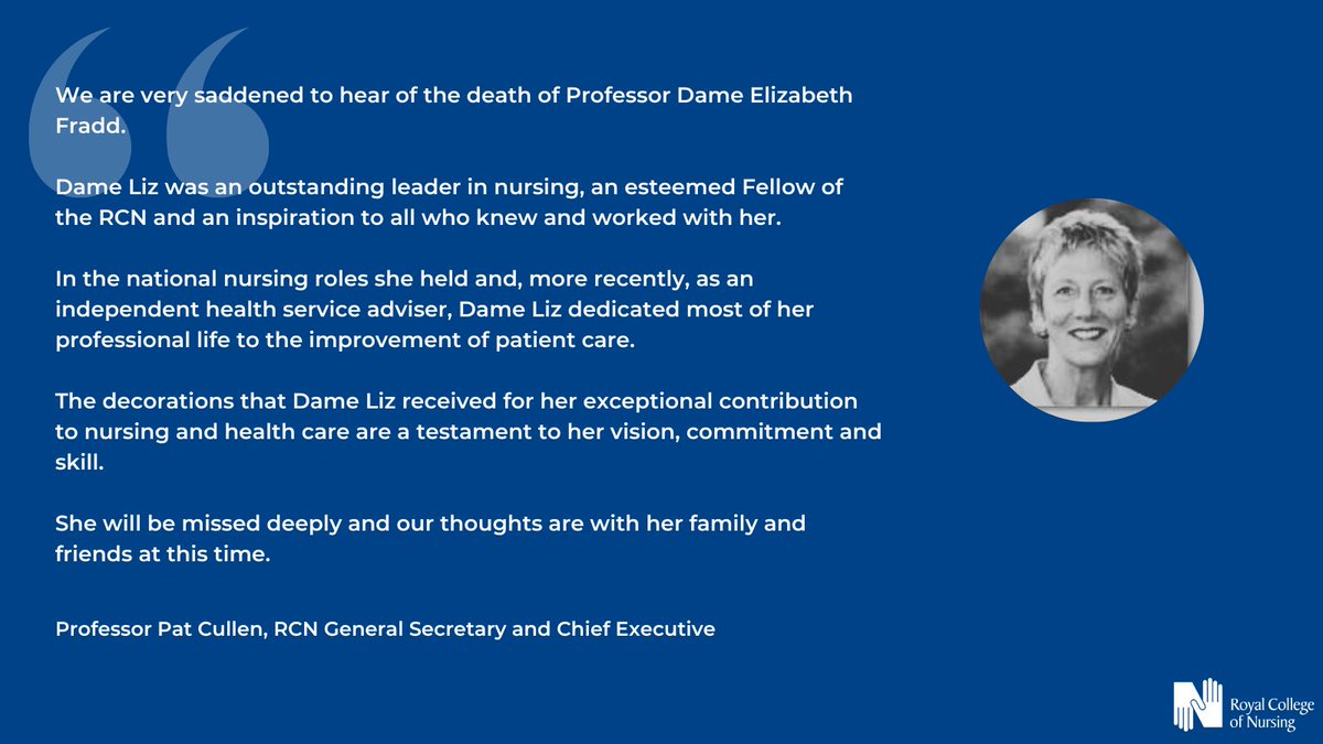 Everyone at the RCN is deeply saddened to hear of the passing of RCN Fellow Dame Elizabeth Fradd. Our General Secretary and Chief Executive Professor Pat Cullen pays tribute to an extraordinary figure in the nursing world.