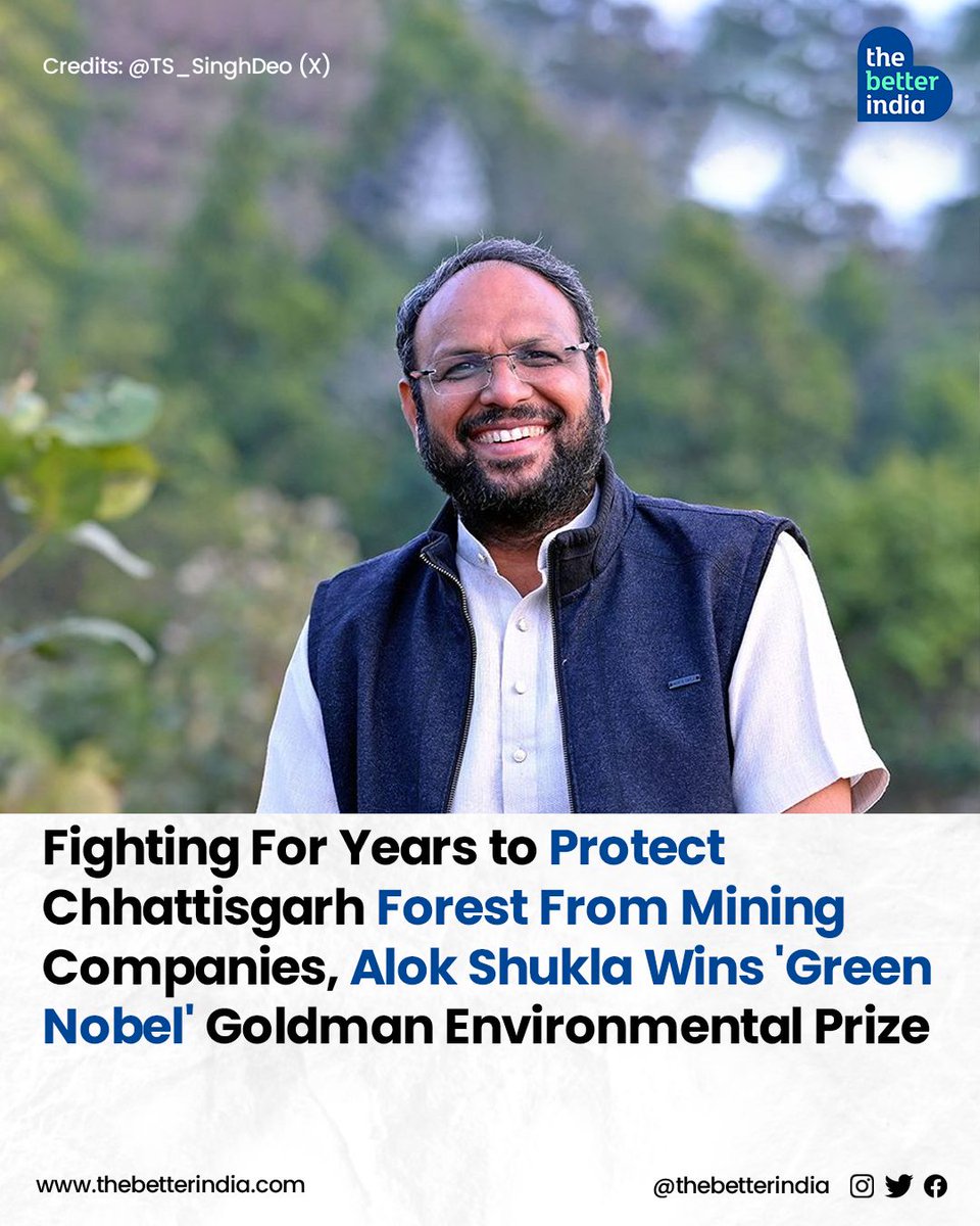 Alok Shukla has been awarded the 2024 Goldman Prize for his remarkable and tireless work protecting India's vital forests.