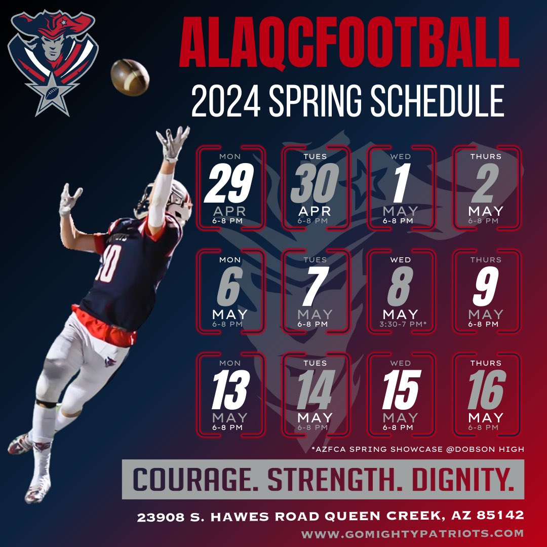College Coaches - this is our last week of Spring Ball before we move into our summer schedule. Come check out <a href="/alaqcfootball/">ALA QC Football</a> ! 
<a href="/raedwards8/">Richard Edwards</a> <a href="/mxrd15/">Max Hall</a> <a href="/PatriotsDC/">James Verenski</a>