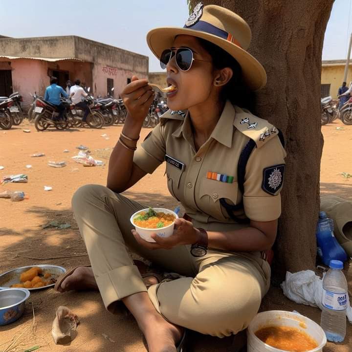 तेलंगाना में  कड़ी धूप में  पेड़ के नीचे खाना खाते हुए एक महिला पुलिस ऑफिसर। देखते हैं कितने लोग लाइक करते हैं ।🇮🇳☘️❤️❤️

#todaybestphoto #photooftheday #tranding #trandingphoto #policeman #bestchallenge #photographychallenge #bestphotochallenge #photochallenge #armygirl #policew