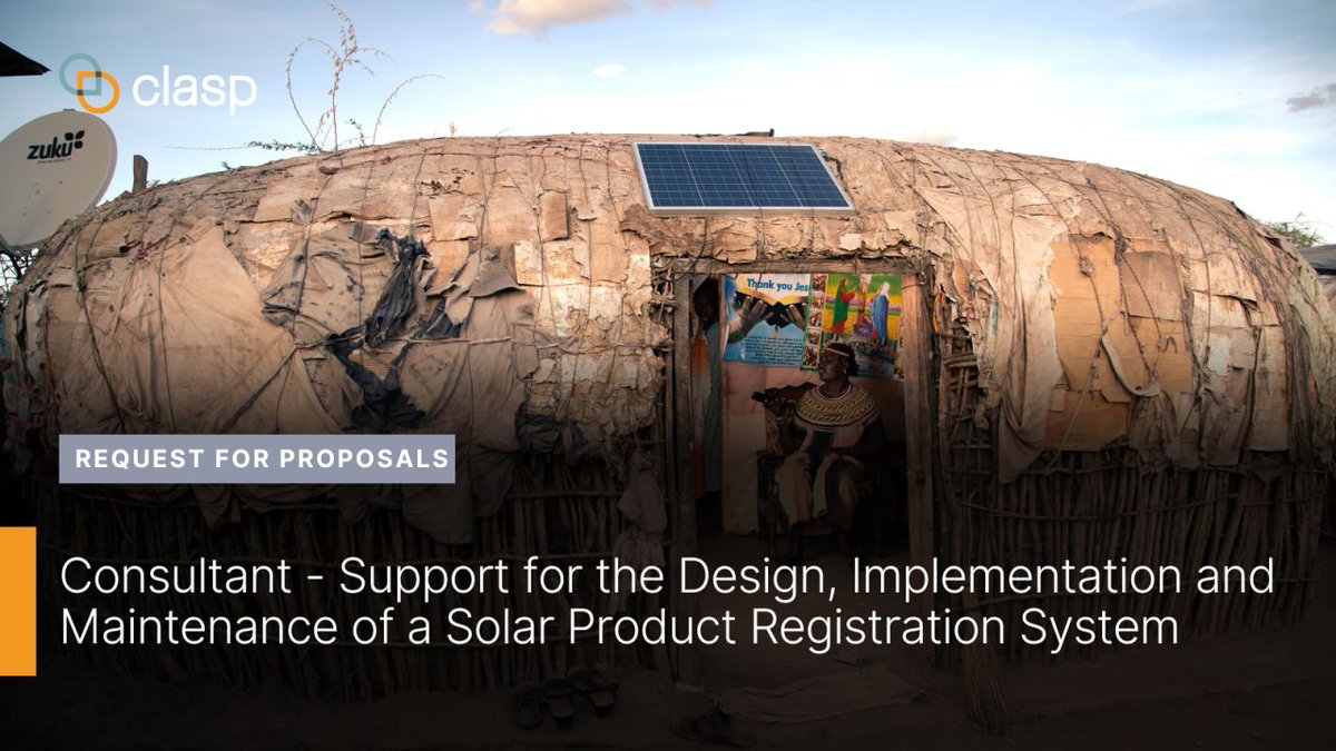 Remote opportunity with CLASP! Are you an experienced software developer? Apply to work with us as a remote consultant for @Verasol_QA supporting the design, implementation, and maintenance of a solar product registration system. Apply by 17 May 2024: clasp.ngo/rfps/solar-pro…