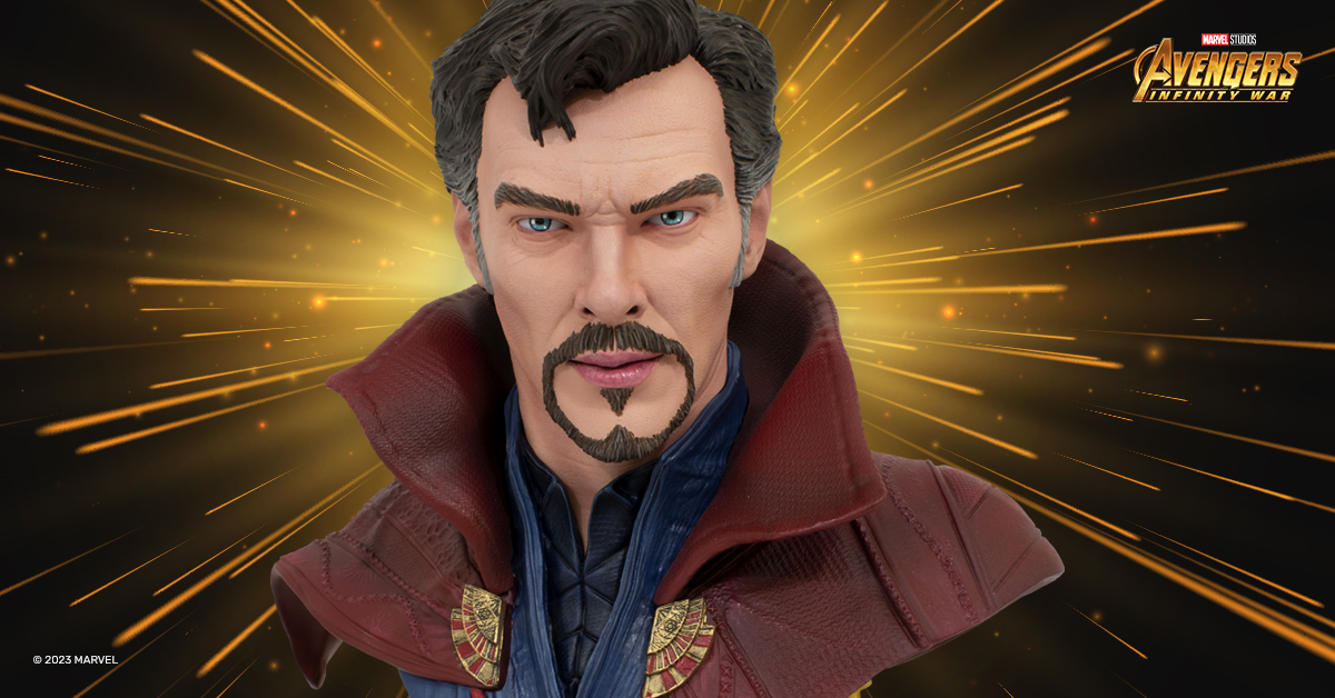 Master of the Mystic Arts! Add the Time Stone-wielding Doctor Strange to your MCU collection today. bit.ly/StrangeL3D #Marvel #MCU #DoctorStrange #MasteroftheMysticArts #Legendsin3DimensionsBust