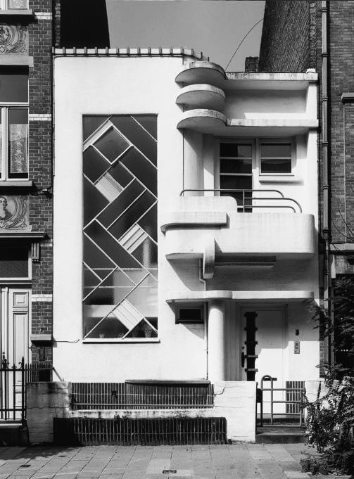 This magnificent Modernist townhouse, designed by architect Louis Tenaerts circa 1930, is situated at 5 Rue de la Seconde-Reine, Brussels, Belgium