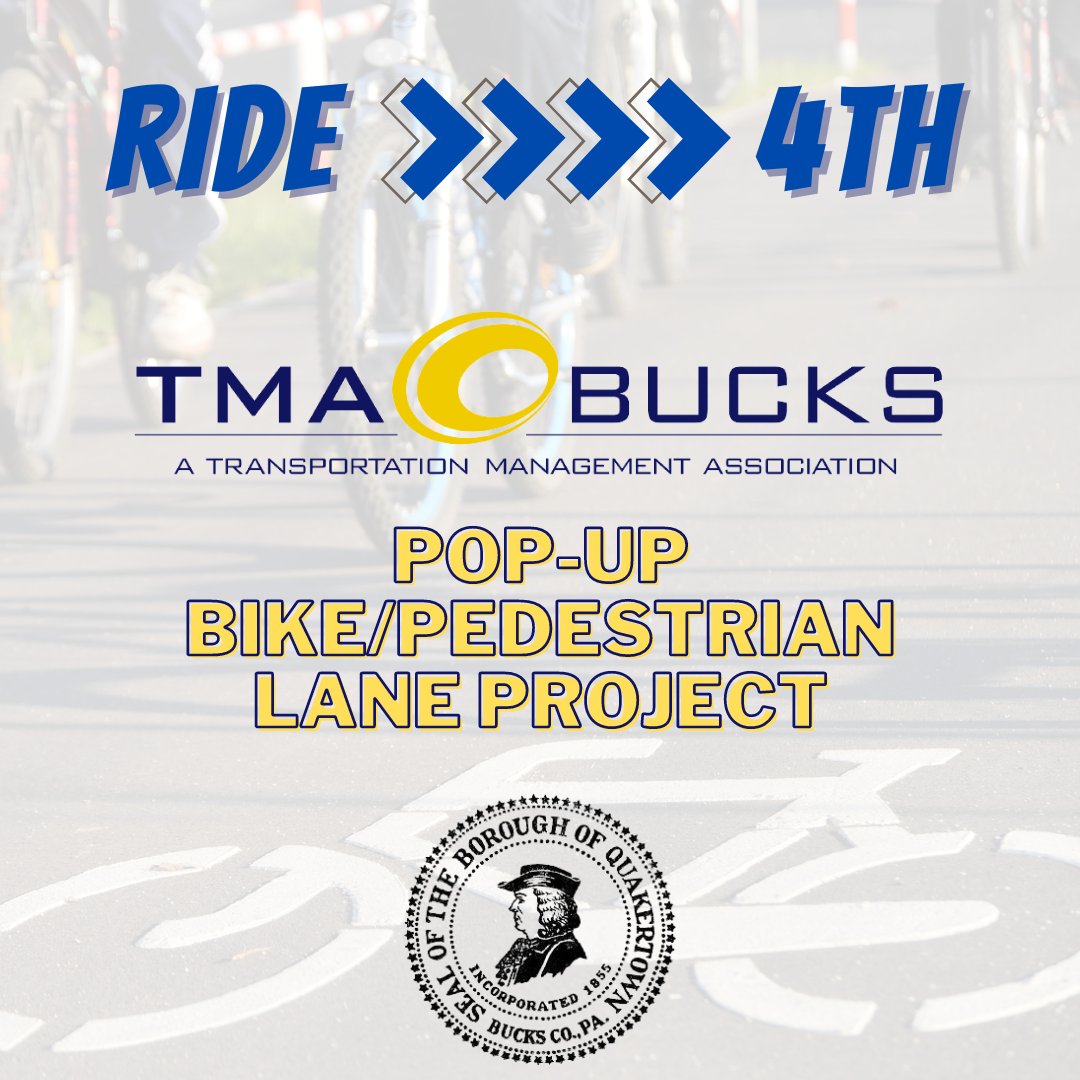 🚴 Our temporary bike/pedestrian demonstration lane #Ride4th on 4th Street in @Quakertown_Boro will run the afternoon of May 17 through the early part of the following week! Come on out and check it out! @DVRPC | @BikingTheRegion
