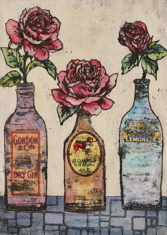 'Roses are red' by Vicky Oldfield, contemporary UK printmaker #WomensArt