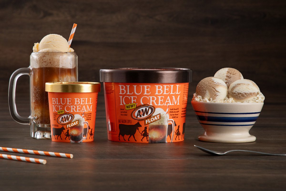We made a root beer float ICE CREAM! NEW A&W® Root Beer Float Ice Cream arrives in stores beginning today. The flavor is our creamy vanilla ice cream swirled together with an A&W Root Beer flavored sherbet. Available in the half gallon and pint sizes. #new