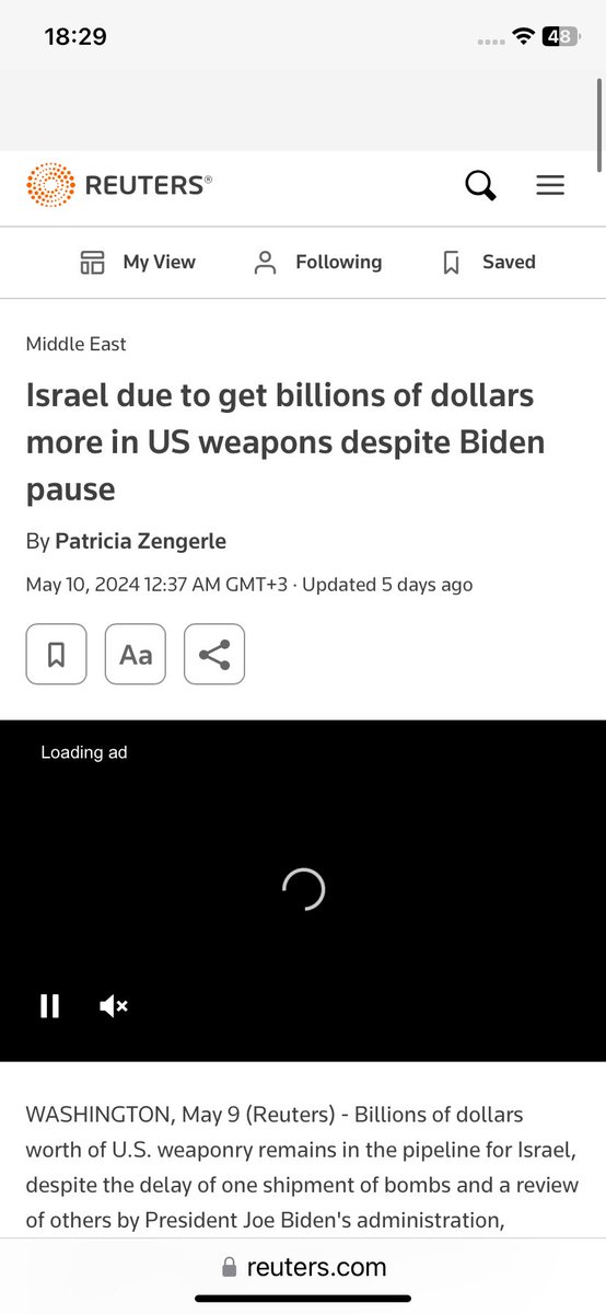 Alors que Blinken 🇺🇸 est en tournée de propagande dans les médias en 🇫🇷 , @Reuters confirme que contrairement aux déclarations de Biden sur « le blocage des livraisons à 🇮🇱 » , les armes et les bombes 🇺🇸 continuent à affluer vers Israël ! 👇