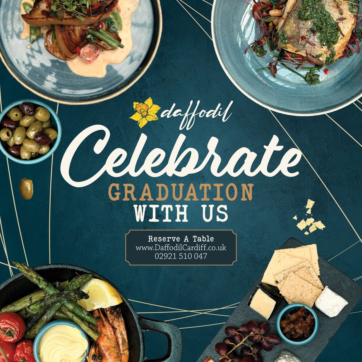 Not booked somewhere to drink, dine and continue your graduation day celebrations yet? 

With a menu featuring the best of Welsh produce, consider Daffodil the perfect place to leave you with a memento of Wales that will last forever 🏴󠁧󠁢󠁷󠁬󠁳󠁿

Book now: daffodilcardiff.co.uk 🌼