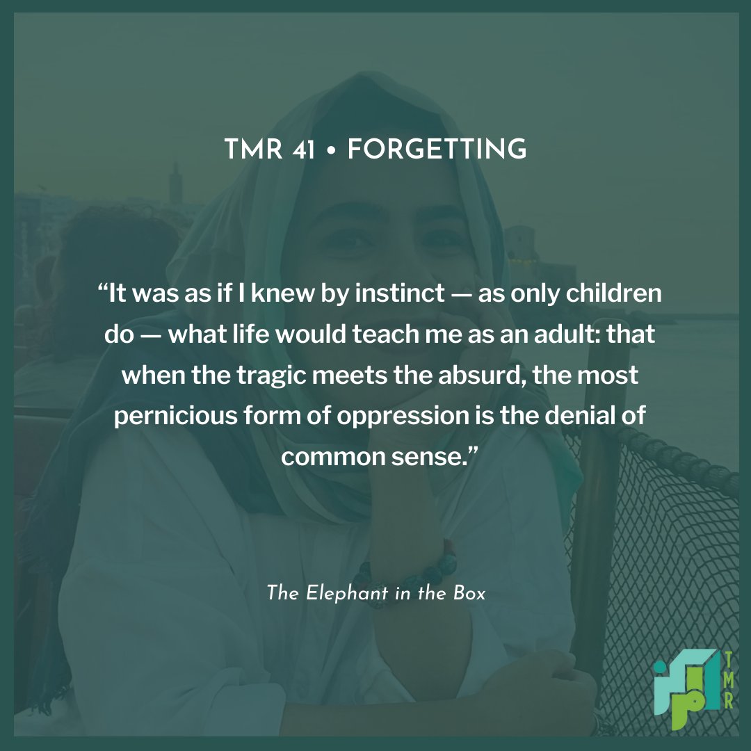 TheMarkazReview's tweet photo. 🎥 [TMR 41 • FORGETTING]

Revisiting her memories of Egypt's January 25 revolution, @asmaaeg finds that denying common sense is the worst oppression.

Dive into the essay in our latest issue now: https://t.co/LRtvqvgLWv 

Want to hear more from Asmaa? Join us on Thursday, May 16th for an online roundtable discussion with four of this month’s contributing writers.

🎟️ Sign up here: https://t.co/0k36RCXFRD

#themarkazreview #tmr41 #forgetting #newissue #essays #upcomingevent #roundtablediscussion