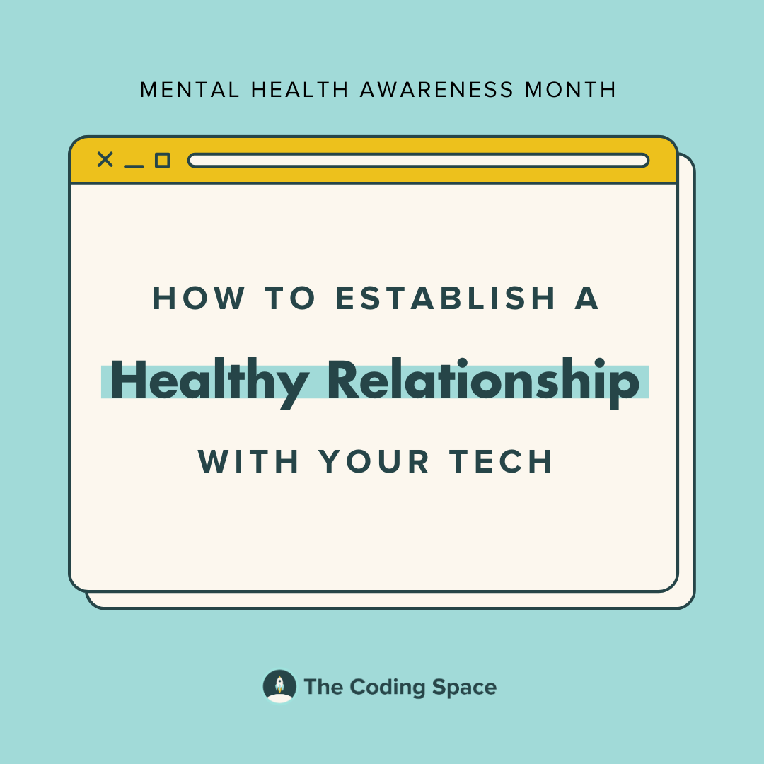 thecodingspace's tweet image. For #MentalHealthAwarenessMonth, get empowered with some practical tips to ensure that your relationship with tech stays as healthy as possible.
Swipe or learn more here: thecodingspace.com/blog/2022-04-2…
#HealthyTech #HealthyScreenTime #ScreenTime